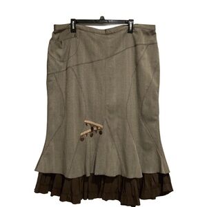 Alain Weiz Women’s Midi Skirt Brown Herringbone
